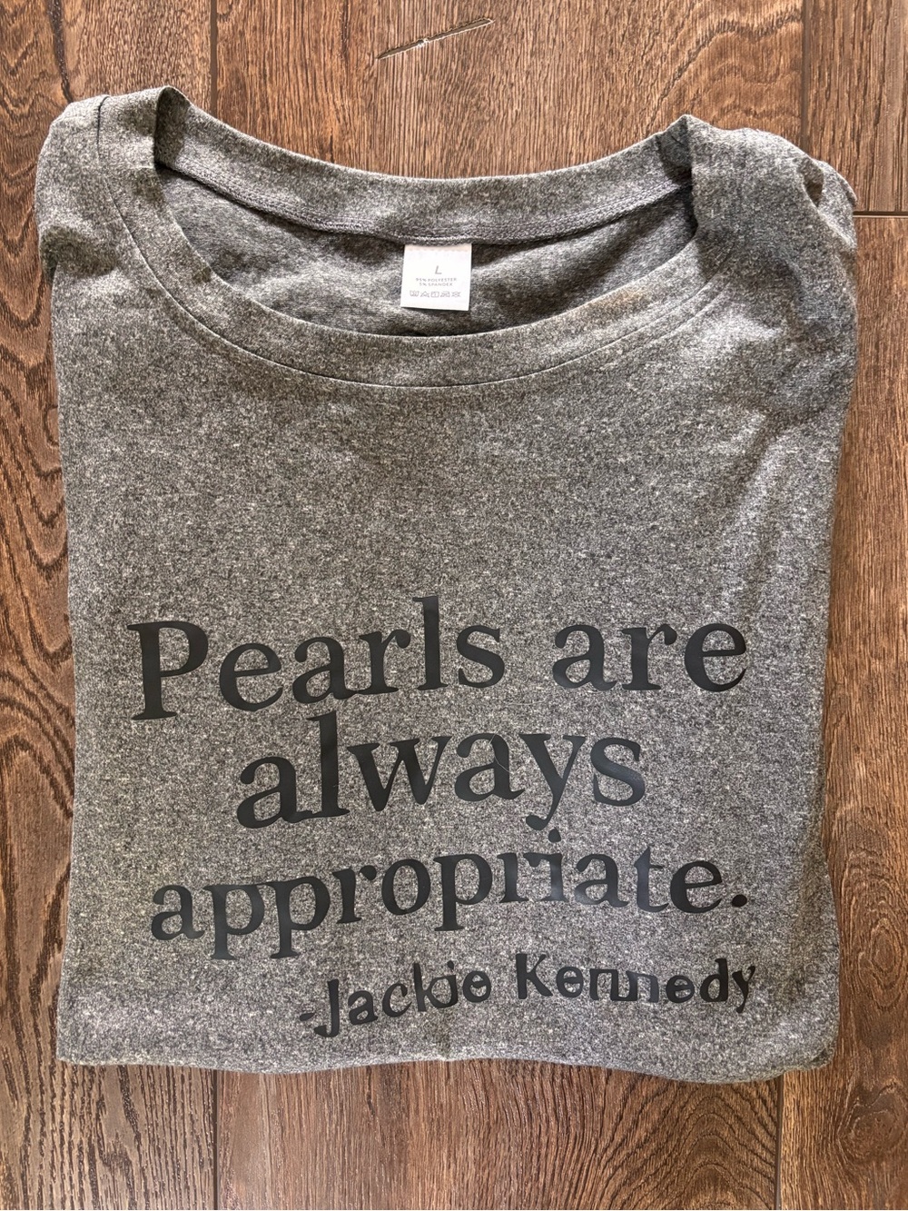 Pearls and tshirt L Charcoal  NWT